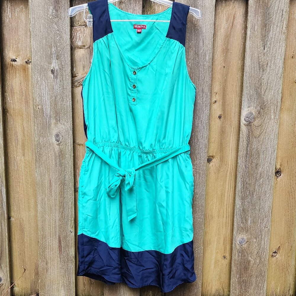 CLEARANCE - EUC Women's XL teal Merona shift colorblock dress - Picture 8 of 16